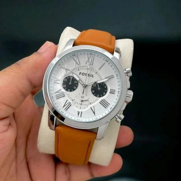 FOSSIL GRANT BROWN WHITE CHRONOGRAPH WATCH