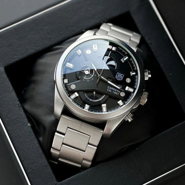 TAG HEUER CR7 GREY BLACK CHRONOGRAPH WATCH WITH METAL BELT