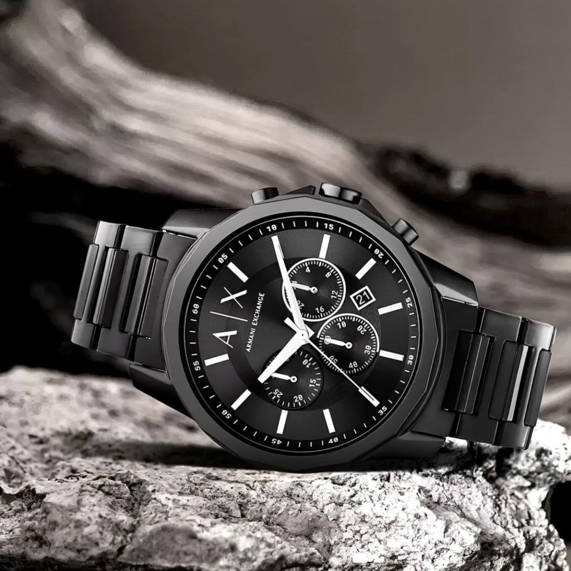 ARMANI EXCHANGE GUNMETAL CHRONOGRAPH FULL BLACK