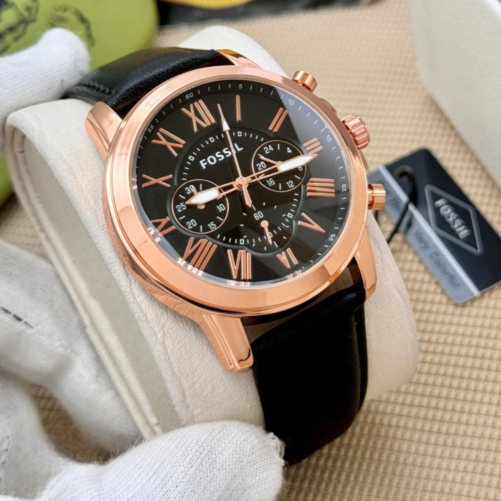 FOSSIL GRANT BLACK COPPER CHRONOGRAPH WATCH