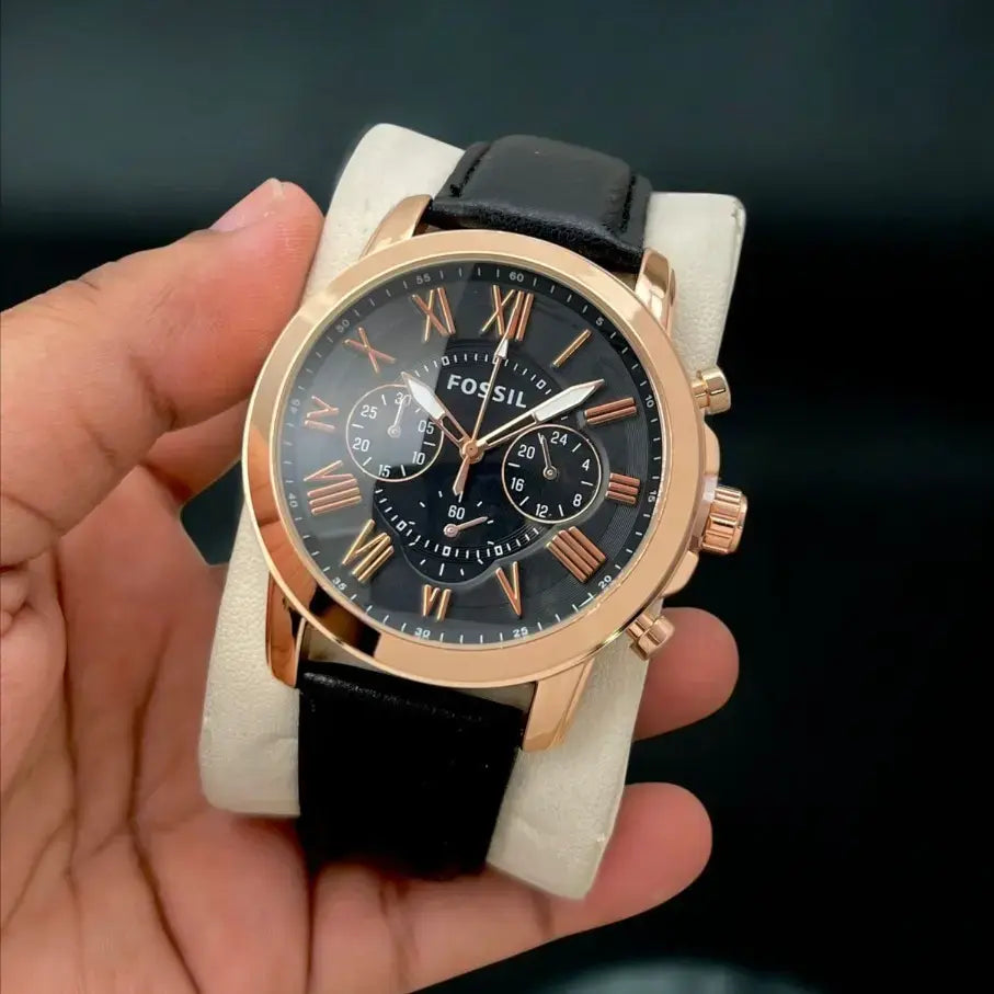 FOSSIL GRANT BLACK COPPER CHRONOGRAPH WATCH