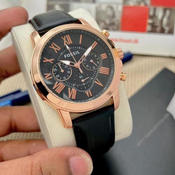FOSSIL GRANT BLACK COPPER CHRONOGRAPH WATCH
