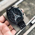 TAG HEUER PARIS BLACK CHRONOGRAPH WATCH WITH METAL BELT