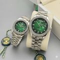 ROLEX DAY DATE SILVER GREEN (COUPLE WATCH)