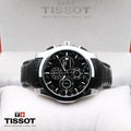 TISSOT 1853 CHRONOGRAPH LEATHER BELT (SILVER BLACK)