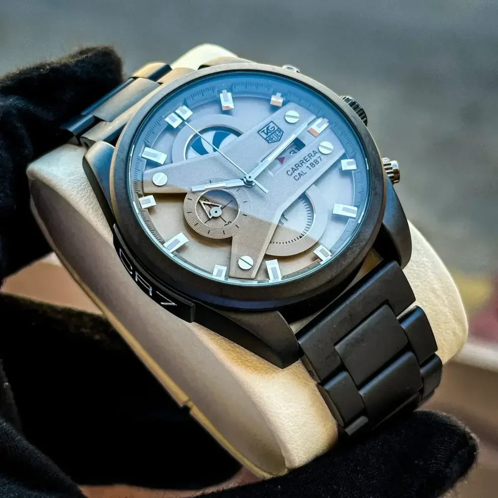 TAG HEUER CR7 GREY BLACK CHRONOGRAPH WATCH WITH METAL BELT
