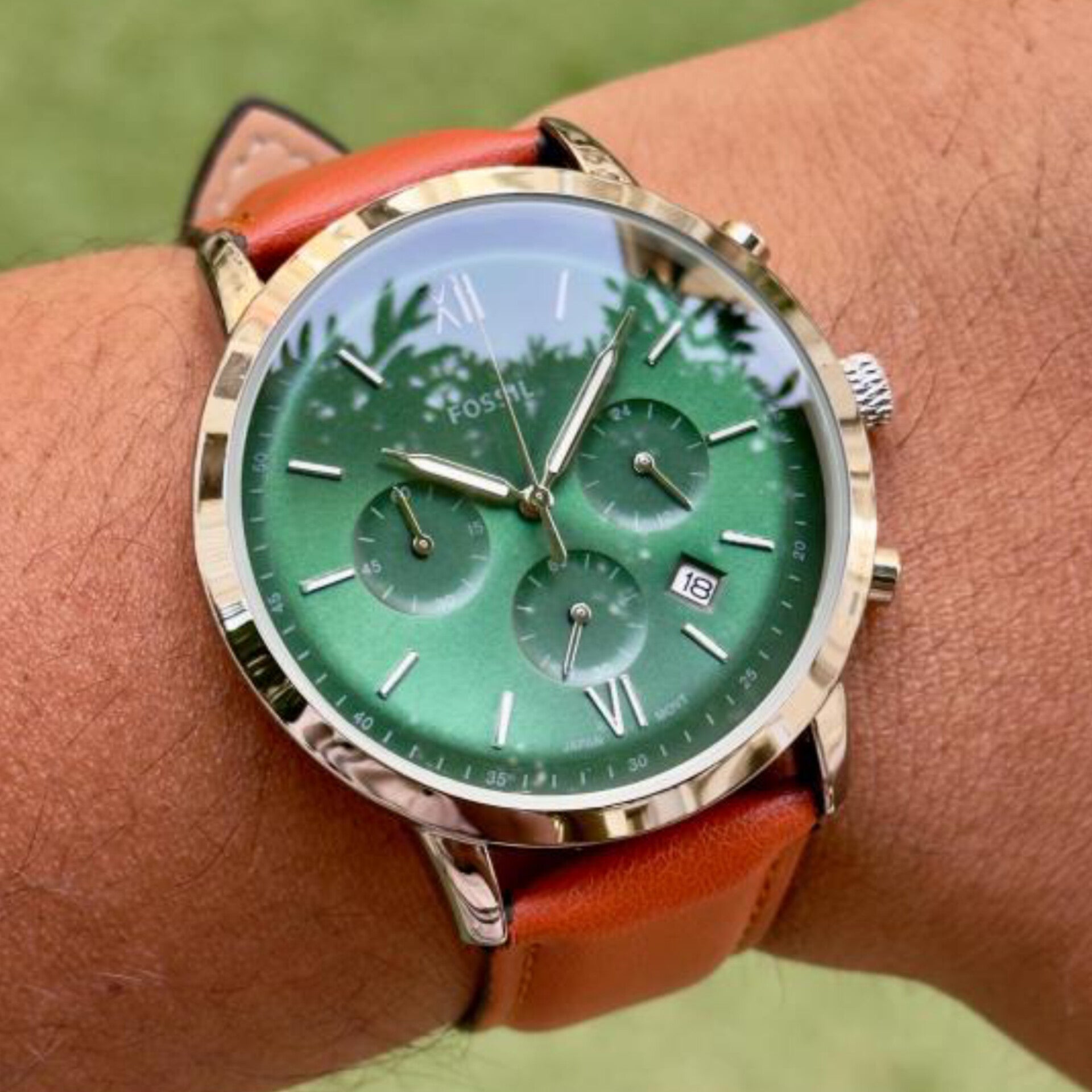 FOSSIL NEUTRA GREEN BROWN CHRONOGRAPH WATCH