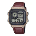 CASIO WATCH WITH LEATHER BELT (BROWN COPPER)