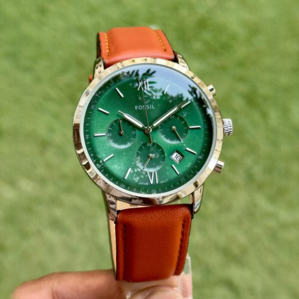 FOSSIL NEUTRA GREEN BROWN CHRONOGRAPH WATCH