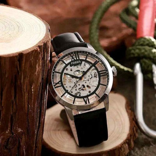 FOSSIL TOWNSMEN SILVER BLACK AUTOMATIC