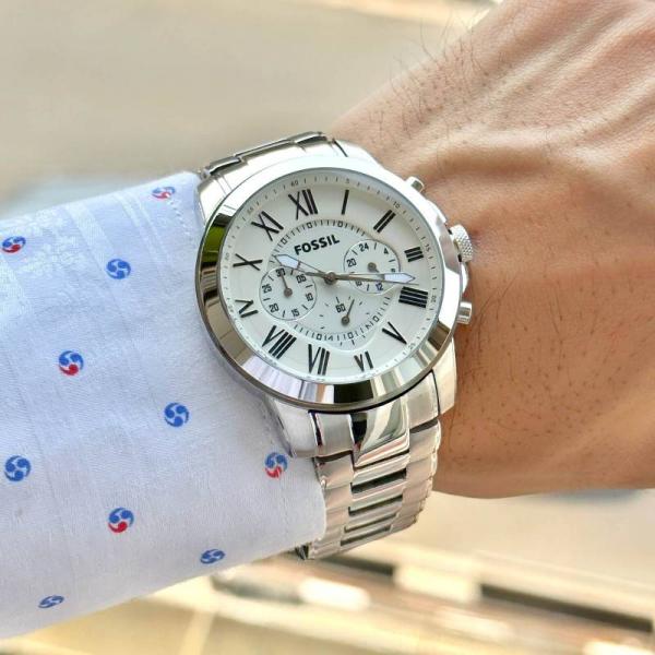 FOSSIL GRANT WHITE SILVER WATCH