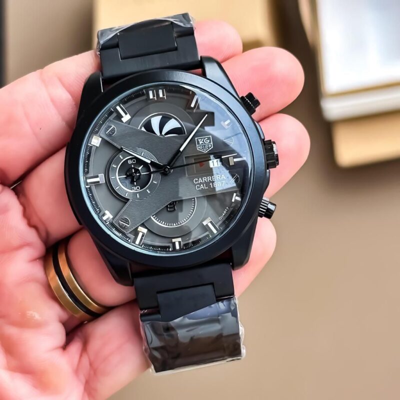 TAG HEUER CR7 FULL BLACK CHRONOGRAPH WATCH WITH METAL BELT