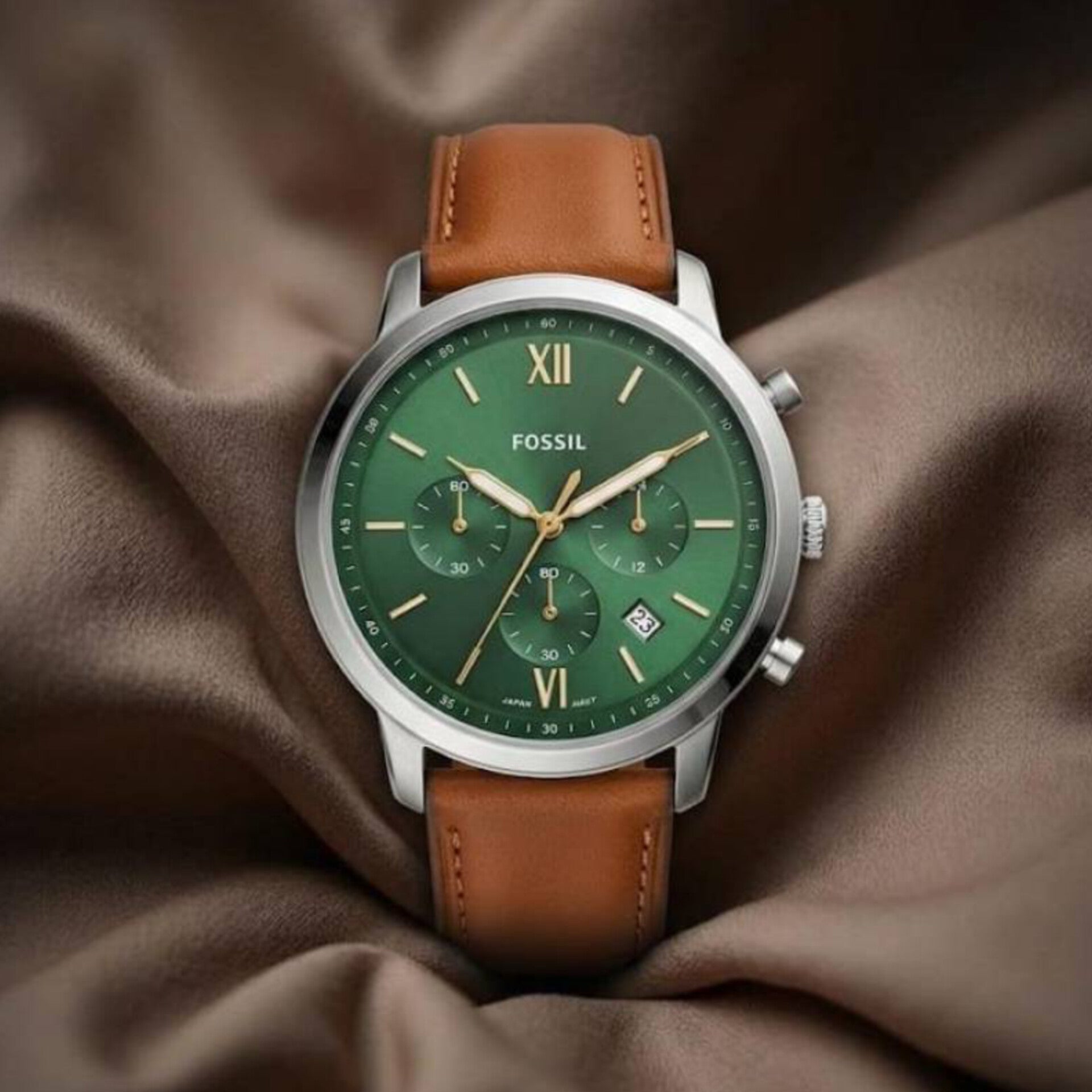 FOSSIL NEUTRA GREEN BROWN CHRONOGRAPH WATCH