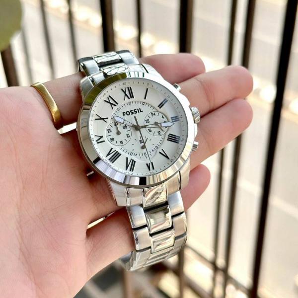 FOSSIL GRANT WHITE SILVER WATCH