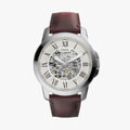 FOSSIL GRANT SILVER BROWN AUTOMATIC WATCH