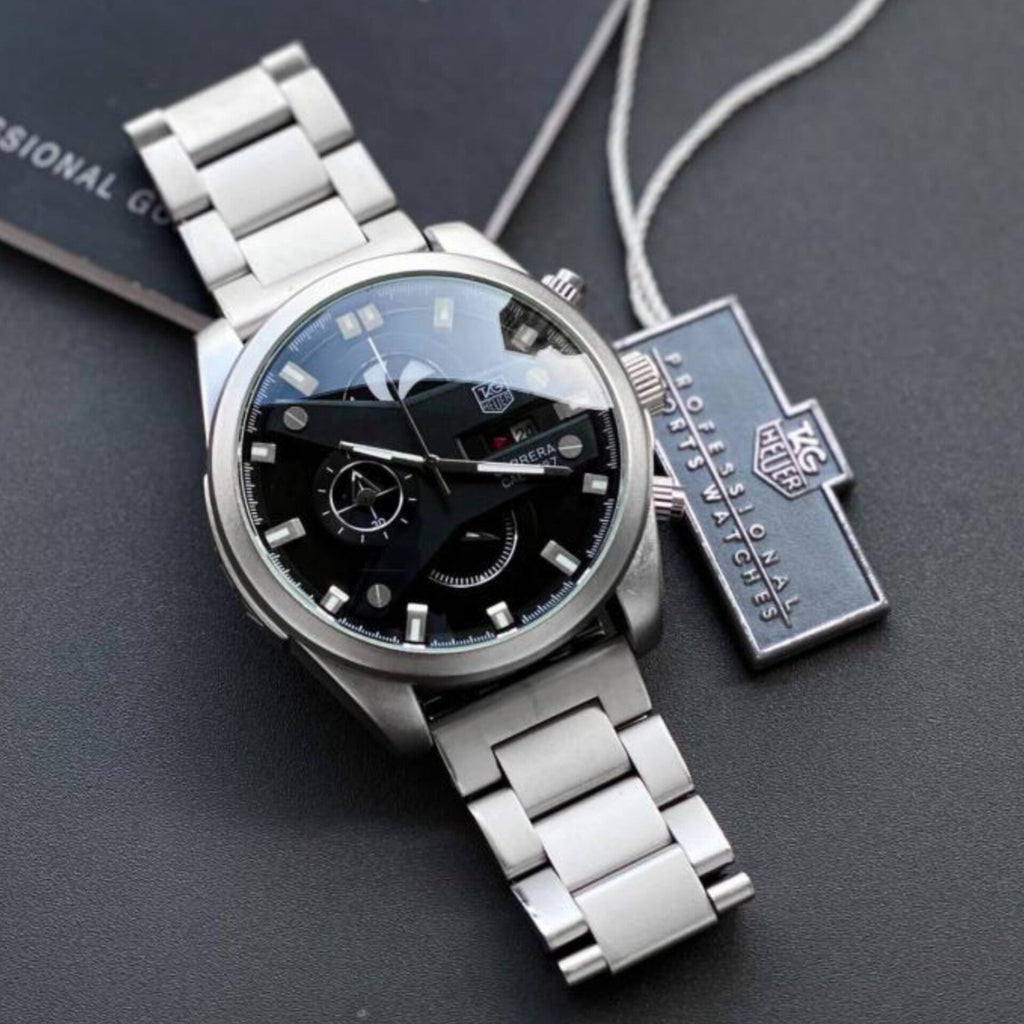 TAG HEUER CR7 GREY BLACK CHRONOGRAPH WATCH WITH METAL BELT