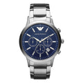 EMPORIO ARMANI SILVER BLUE CHRONOGRAPH WATCH