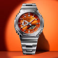 G-SHOCK GM-2110D-3AER METAL WATCH (SILVER ORANGE) WITH ORIGINAL METAL BOX