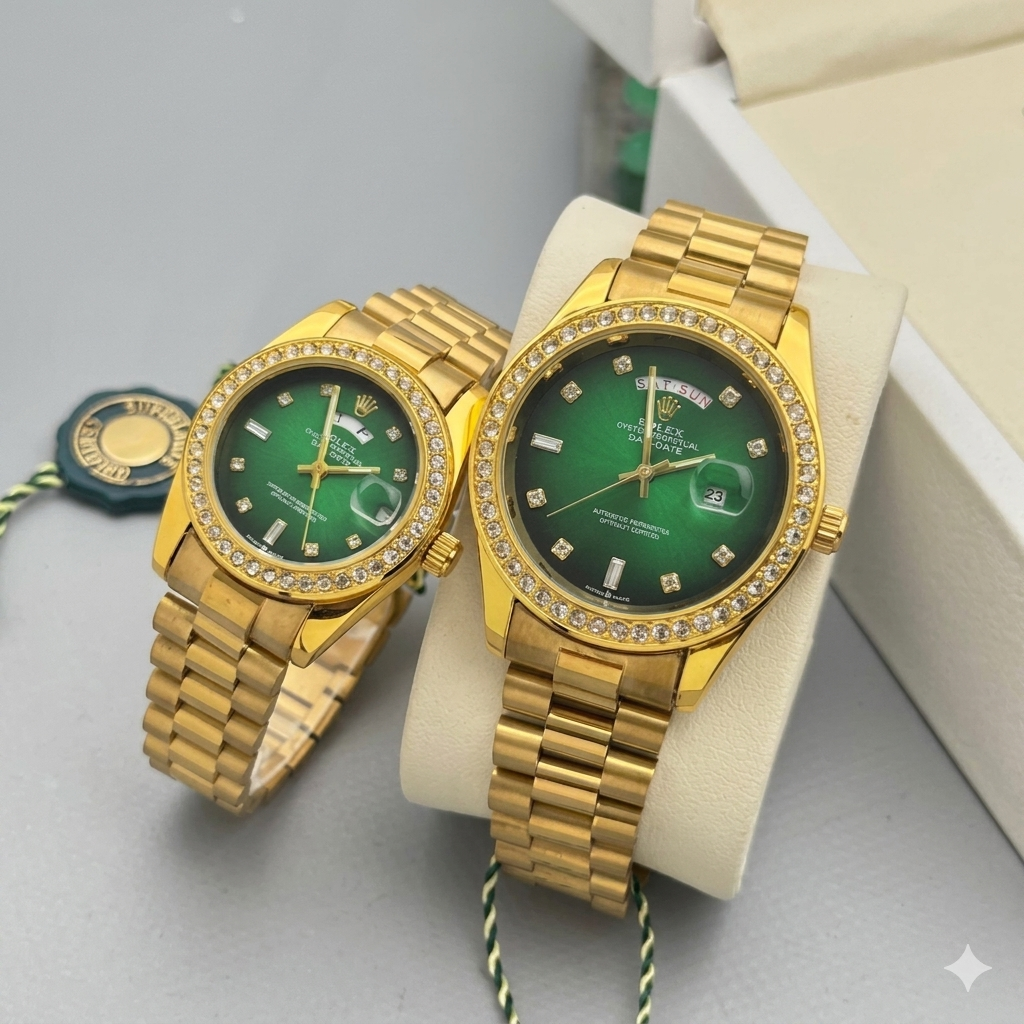 ROLEX DAY DATE GOLD GREEN (COUPLE WATCH)