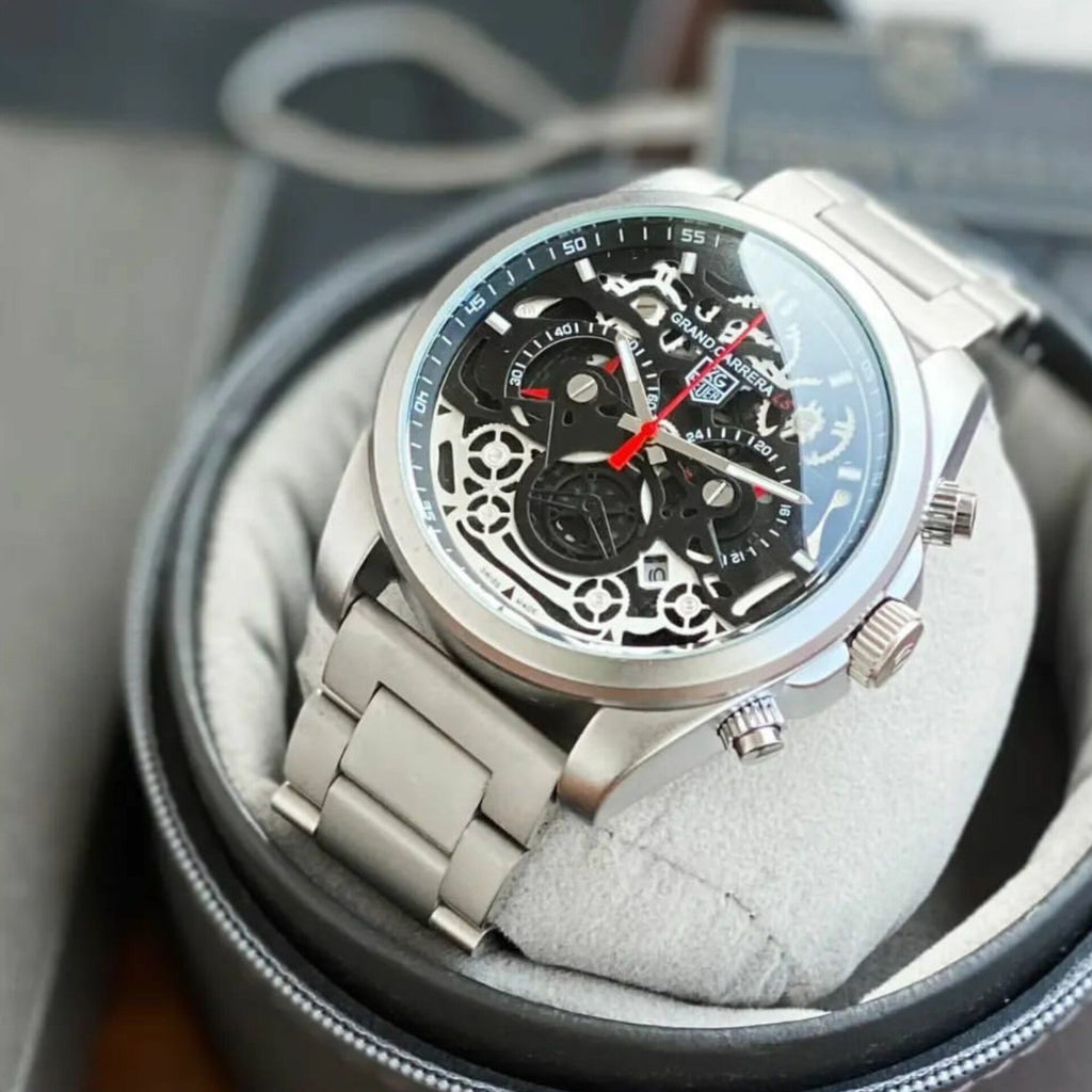 TAG HEUER CR7 DIAGNO GREY CHRONOGRAPH WATCH WITH METAL BELT
