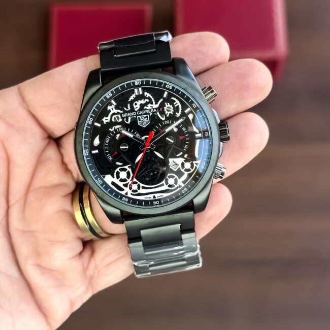 TAG HEUER CR7 BLACK CHRONOGRAPH WATCH WITH METAL BELT