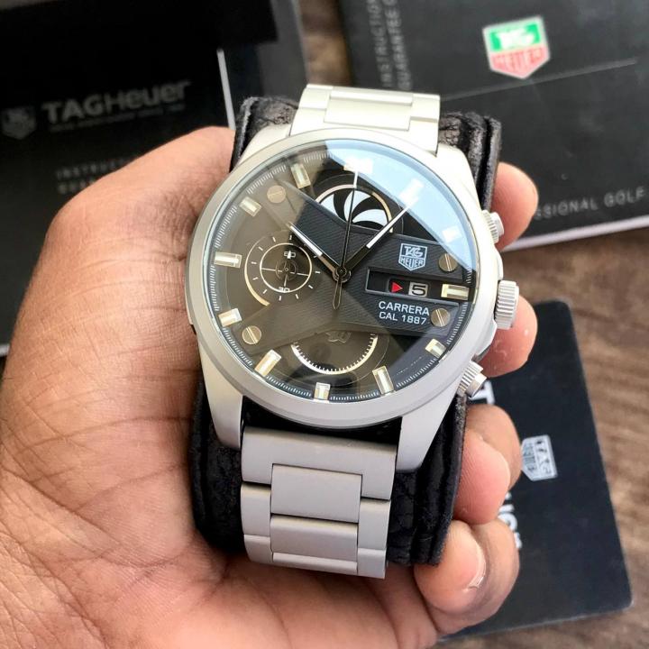 TAG HEUER CR7 GREY BLACK CHRONOGRAPH WATCH WITH METAL BELT