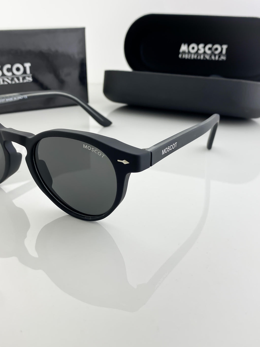 MOSCOT SUNGLASSES WITH ORIGINAL BOX AND KIT
