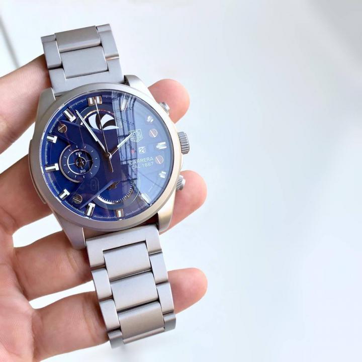 TAG HEUER CR7 GREY BLUE CHRONOGRAPH WATCH WITH METAL BELT