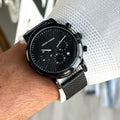 EMPORIO ARMANI LUIGI FULL BLACK CHAIN BELT WATCH
