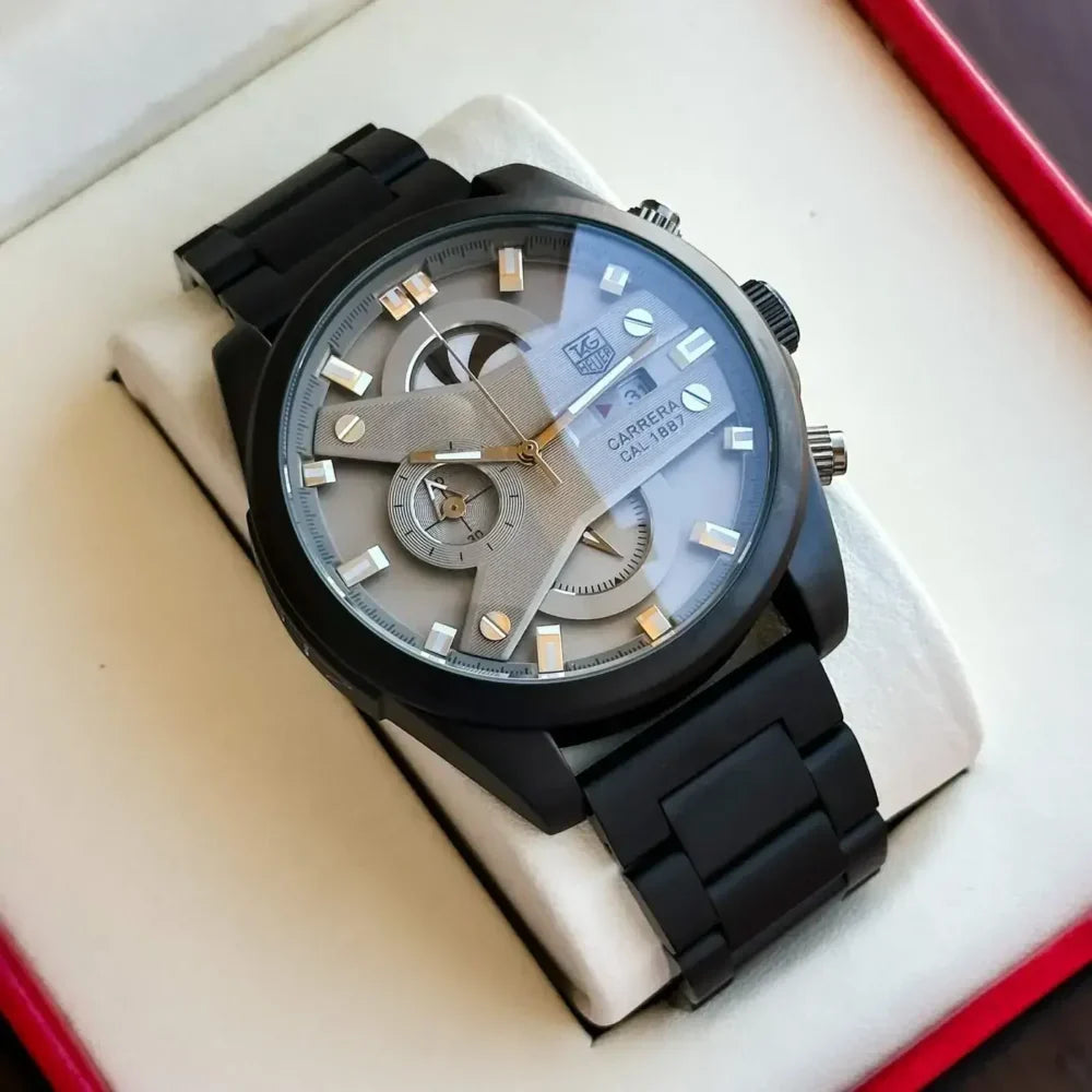 TAG HEUER CR7 GREY BLACK CHRONOGRAPH WATCH WITH METAL BELT