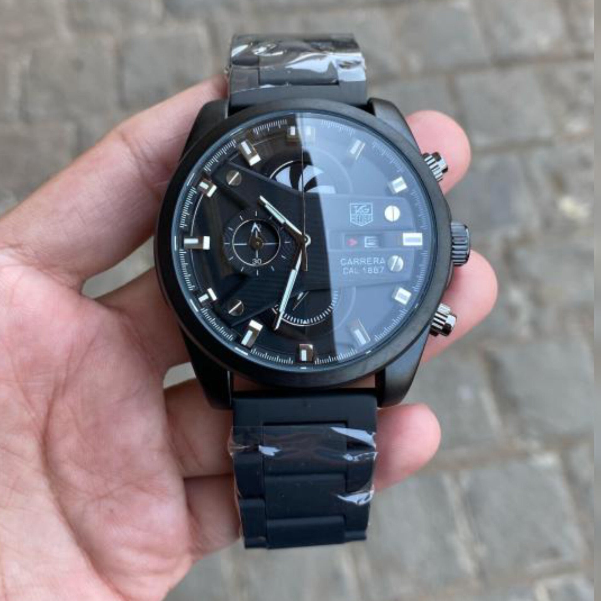 TAG HEUER CR7 FULL BLACK CHRONOGRAPH WATCH WITH METAL BELT