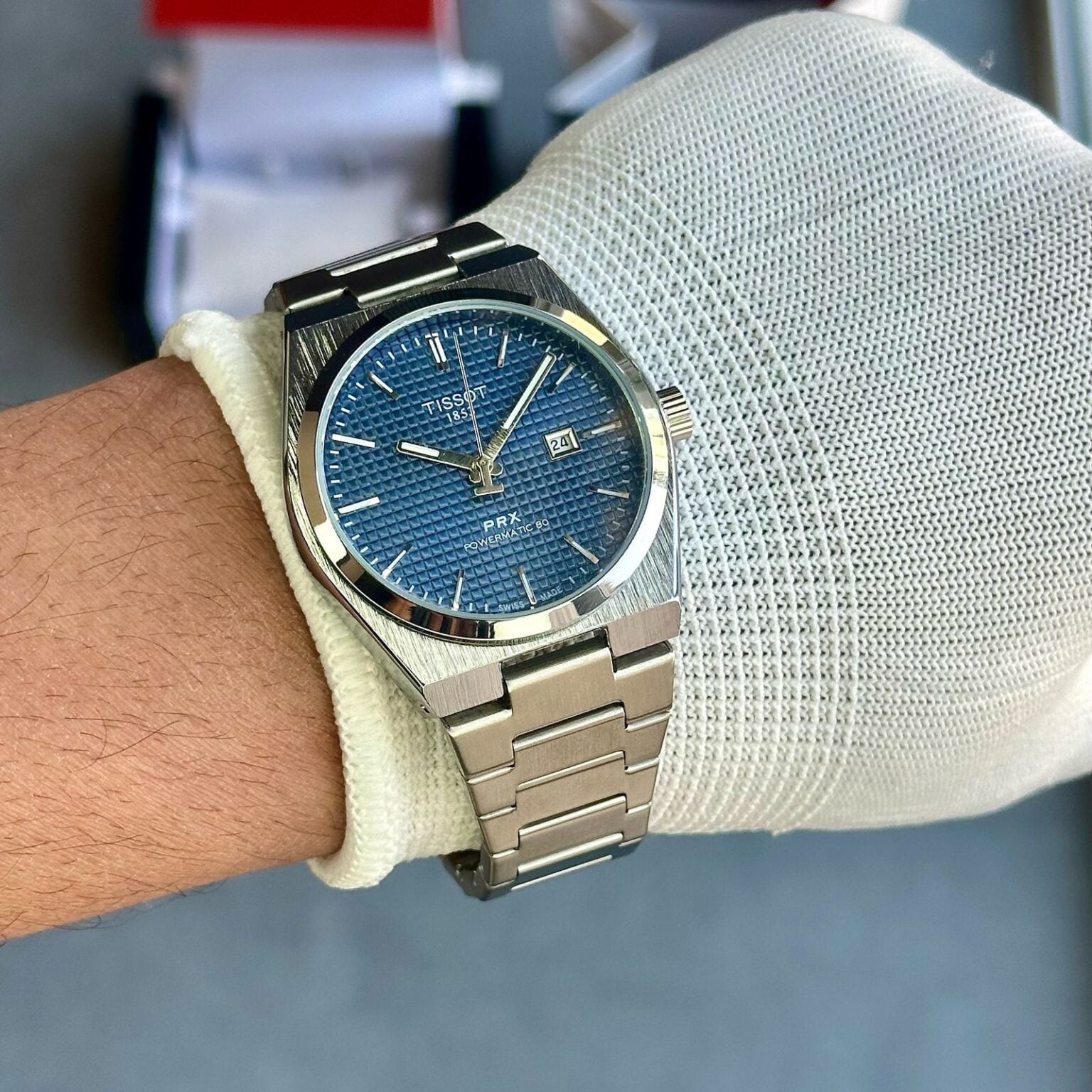 TISSOT PRX POWERMATIC WATCH (SILVER BLUE)