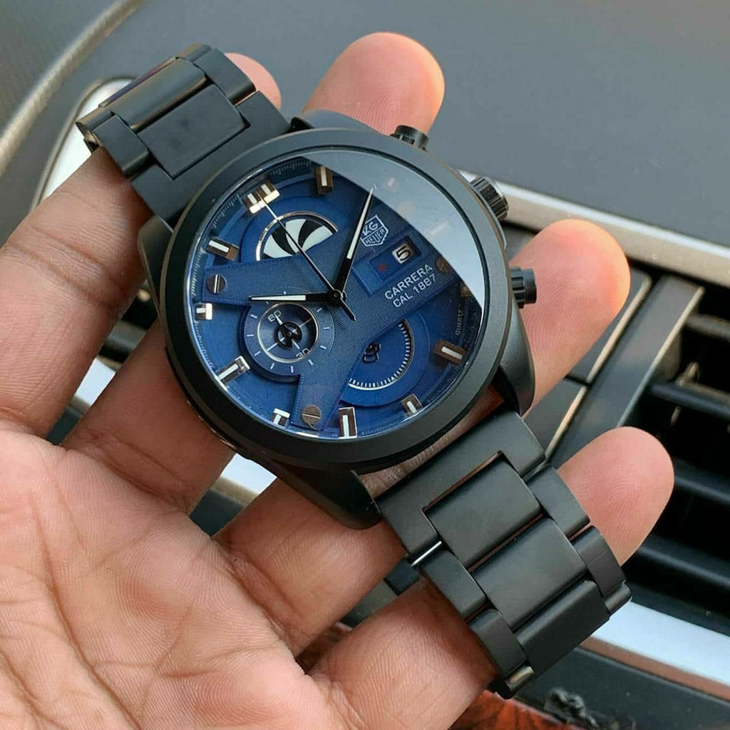 TAG HEUER CR7 BLUE BLACK CHRONOGRAPH WATCH WITH METAL BELT