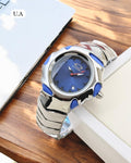 OAKLEY SILVER BLUE DATE WORKING METAL WATCH