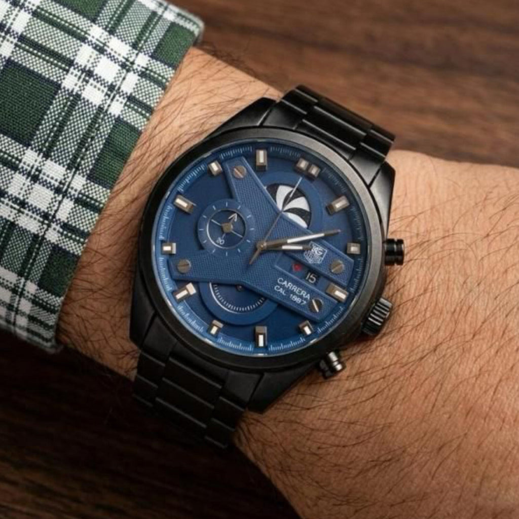 TAG HEUER CR7 BLUE BLACK CHRONOGRAPH WATCH WITH METAL BELT