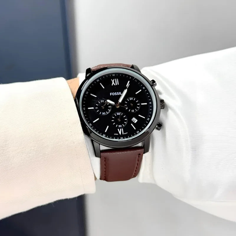 FOSSIL NEUTRA BLACK BROWN CHRONOGRAPH WATCH